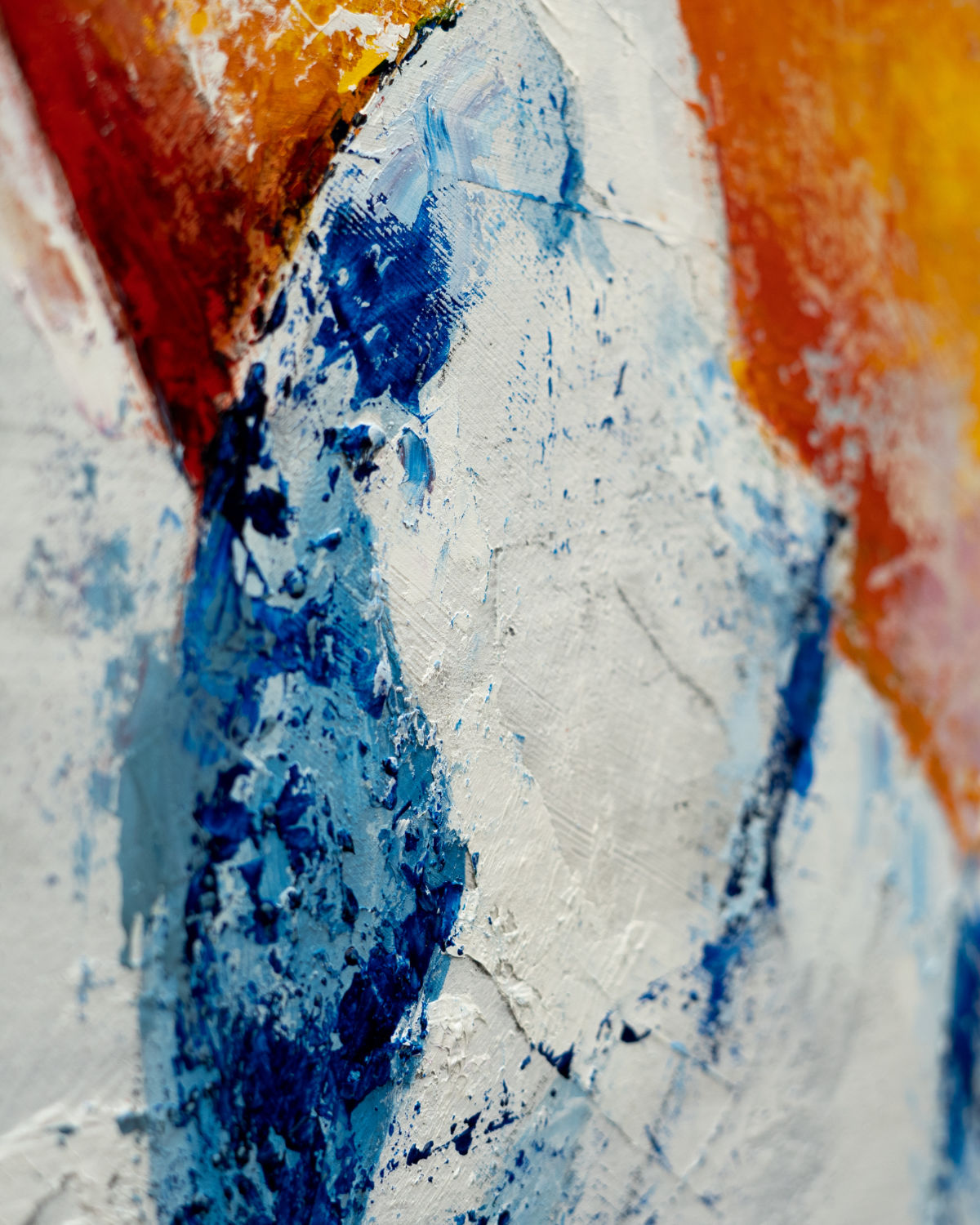 detail of original oil painting and mixed media by cassidy austin studios. orange pop-art textured nude woman in power stance. Titled: I Am Power