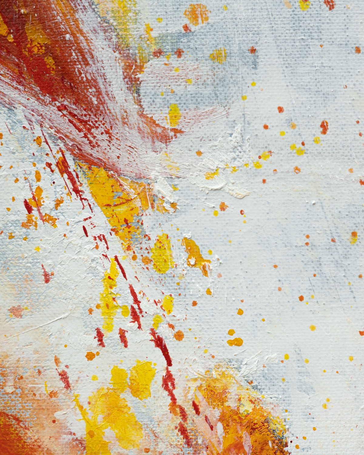 detail of original oil painting and mixed media by cassidy austin studios. orange pop-art textured nude woman in power stance. Titled: I Am Ascendant