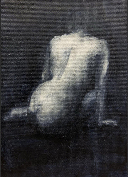 Study in Black 2 - Original-Figurative Fine Art-Fine Art Nude-Oil Painting-Original Art-Original Oil Painting-Fine Art Print-Giclee Print-Canvas Print-Paper Print- Canvas Art Print- Paper Art Print-Painting-Print-Cassidy Austin -Austin Studios