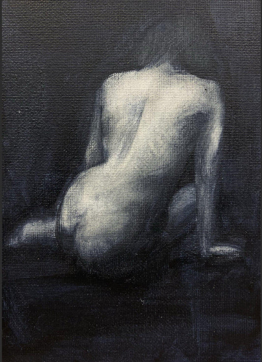 Study in Black 2 - Original-Figurative Fine Art-Fine Art Nude-Oil Painting-Original Art-Original Oil Painting-Fine Art Print-Giclee Print-Canvas Print-Paper Print- Canvas Art Print- Paper Art Print-Painting-Print-Cassidy Austin -Austin Studios