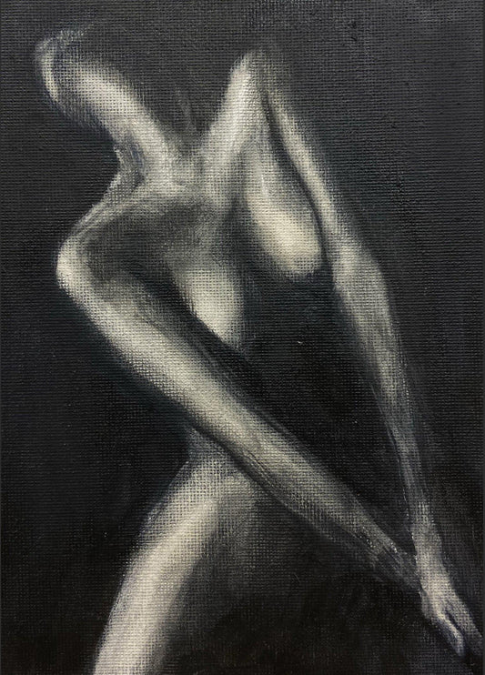 Study in Black 3 - Original-Figurative Fine Art-Fine Art Nude-Oil Painting-Original Art-Original Oil Painting-Fine Art Print-Giclee Print-Canvas Print-Paper Print- Canvas Art Print- Paper Art Print-Painting-Print-Cassidy Austin -Austin Studios